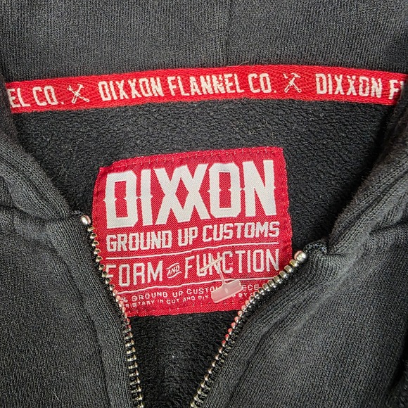 Dixxon Hoodie Mens L Black Full Zip Heavyweight Fleece Faded - Picture 4 of 10